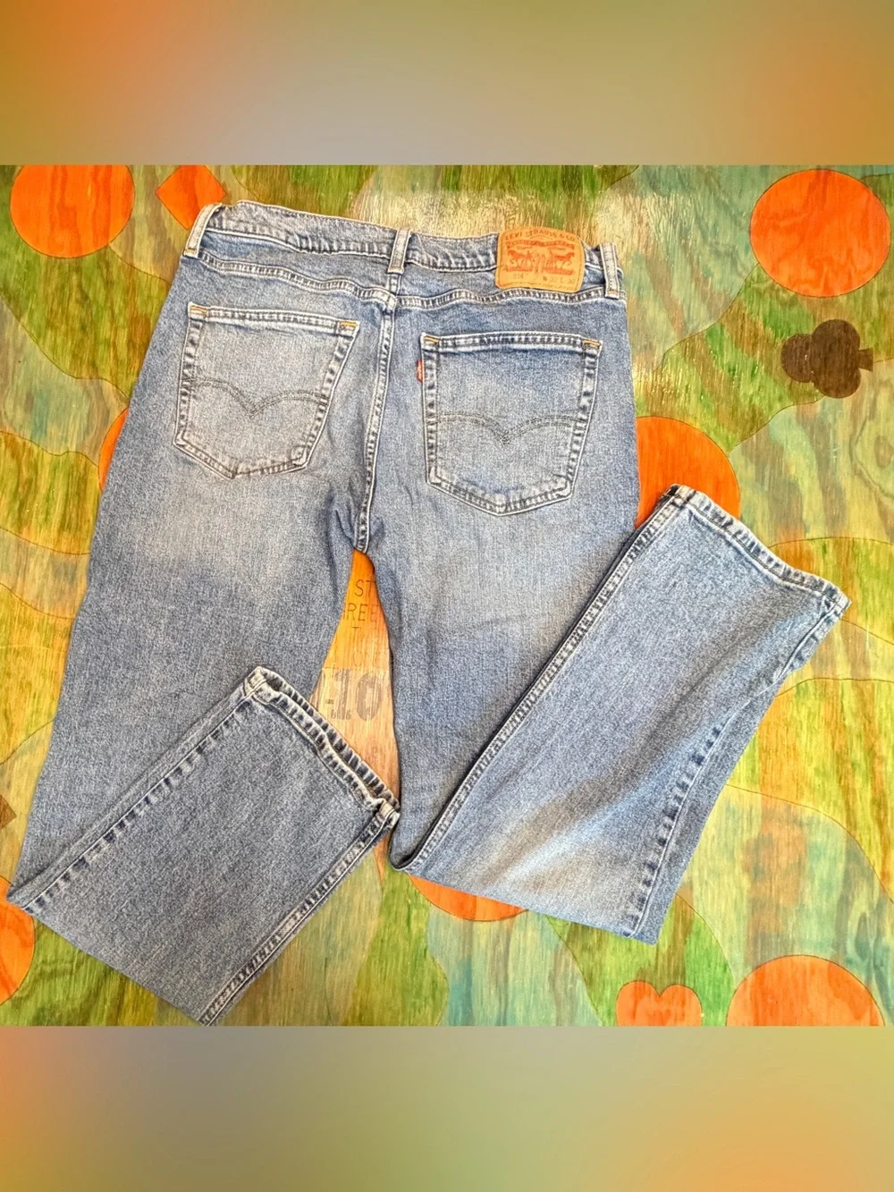 Levi Strauss & Co Blue 514 Straight Denim Jeans Medium Wash Men's 32WX30L Pull O